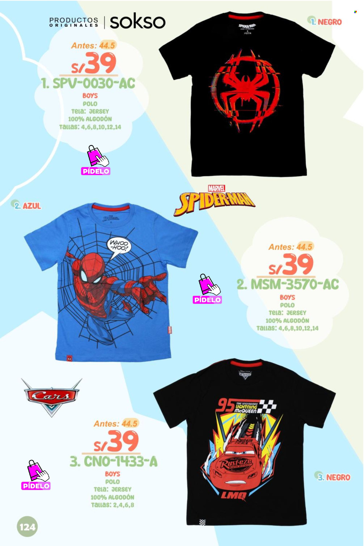 thumbnail - Folleto actual SOKSO - 1.4.2024 - 19.5.2024 - Ventas - Spiderman, Cars, Marvel, jersey. Página 124.