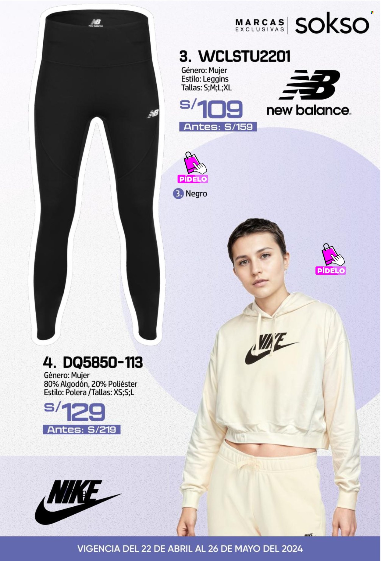 thumbnail - Folleto actual SOKSO - 22.4.2024 - 26.5.2024 - Ventas - New Balance, Nike, polera, leggings. Página 49.