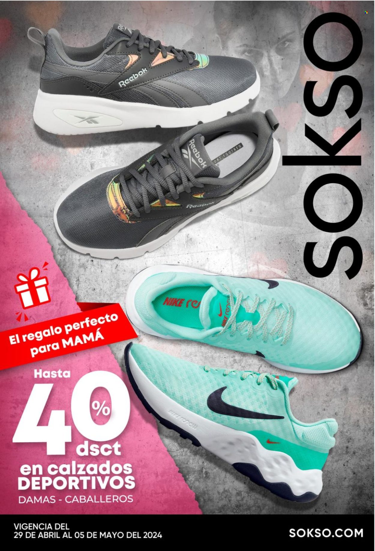 thumbnail - Folleto actual SOKSO - 29.4.2024 - 5.5.2024 - Ventas - Reebok, Nike. Página 1.