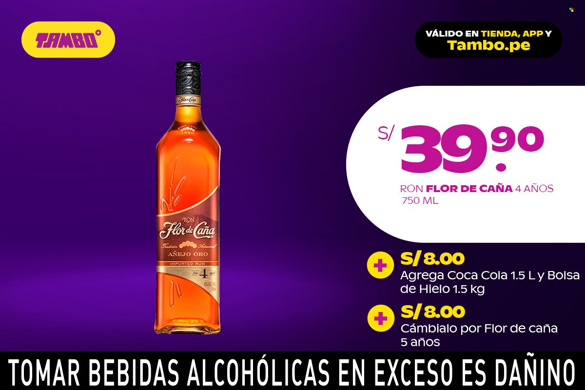 Folleto actual Tambo - 5.1.2023 - 1.2.2023 - Ventas - bebida alcohólica, bebida, Coca-cola, ron, Flor de Caña. Página 7.