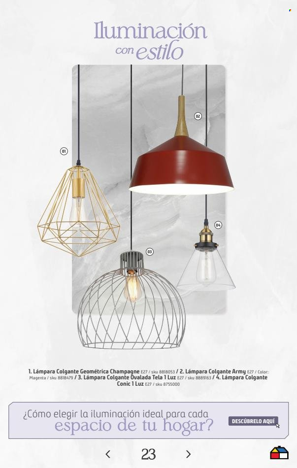 Folleto actual Sodimac - Ventas - lámpara, lámpara de colgar, iluminación. Página 23.